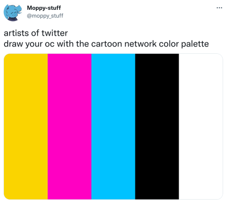 @moppy_stuff: artists of twitter.
            draw your oc with the cartoon network color palette