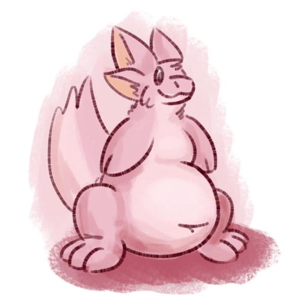 a non-specific pink pear-shaped creature, with four ears, and flap-shaped arms like an ampharos or goodra
