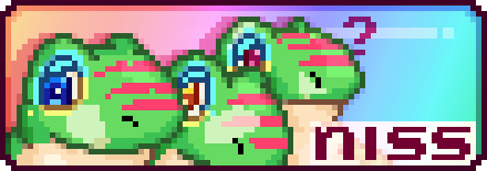 an 88×31 pixel button for my website, with pixel art of niss's faces, against the same gradient background that the site has (yellow – orange – pink – lilac – blue – green)
