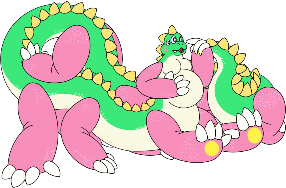 a long bubble dragon taur train twisted up over herself