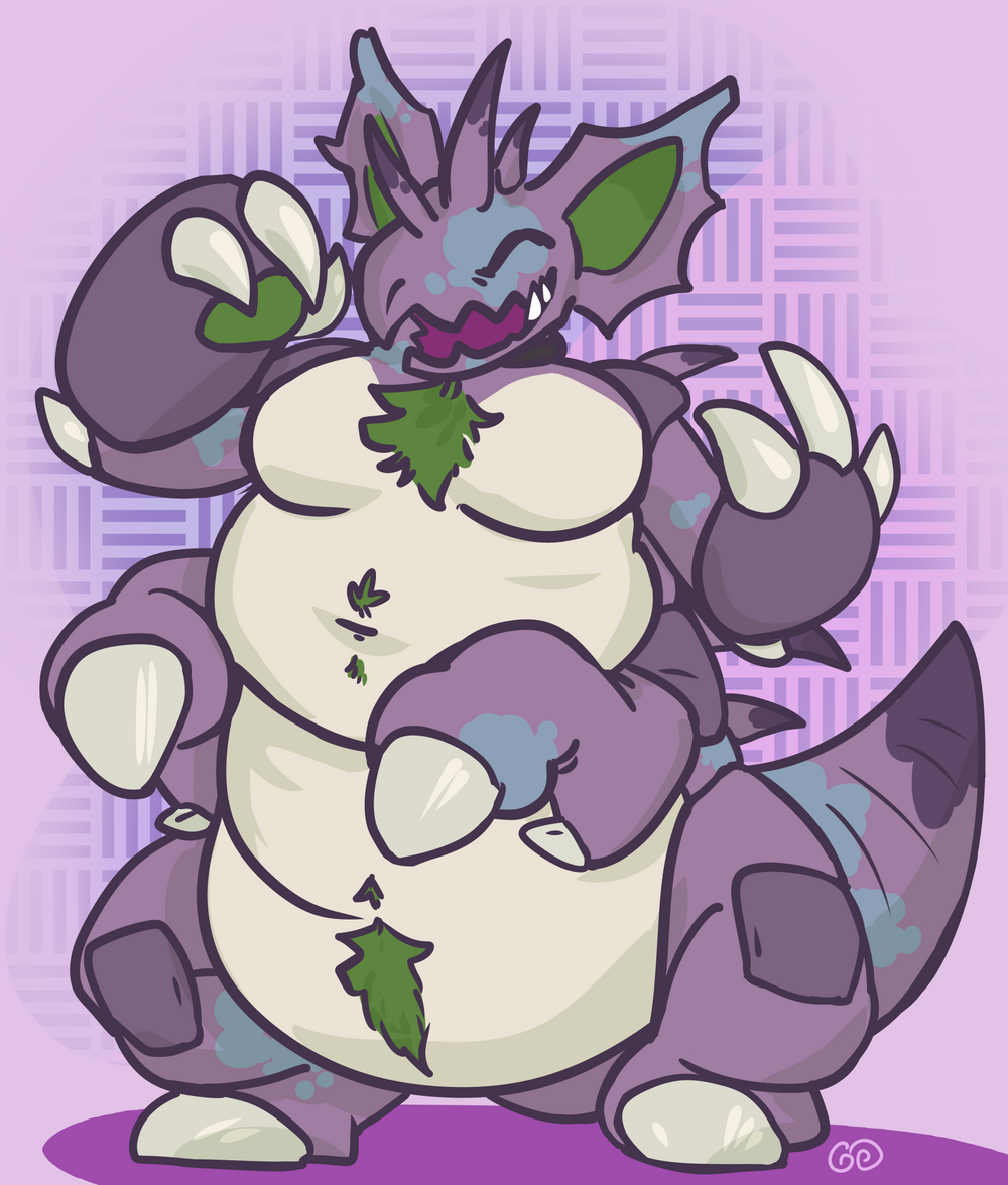 fat nidoking taur girl on her back legs and laughing